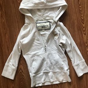 White Abercrombie hoodie 3/4 sleeves